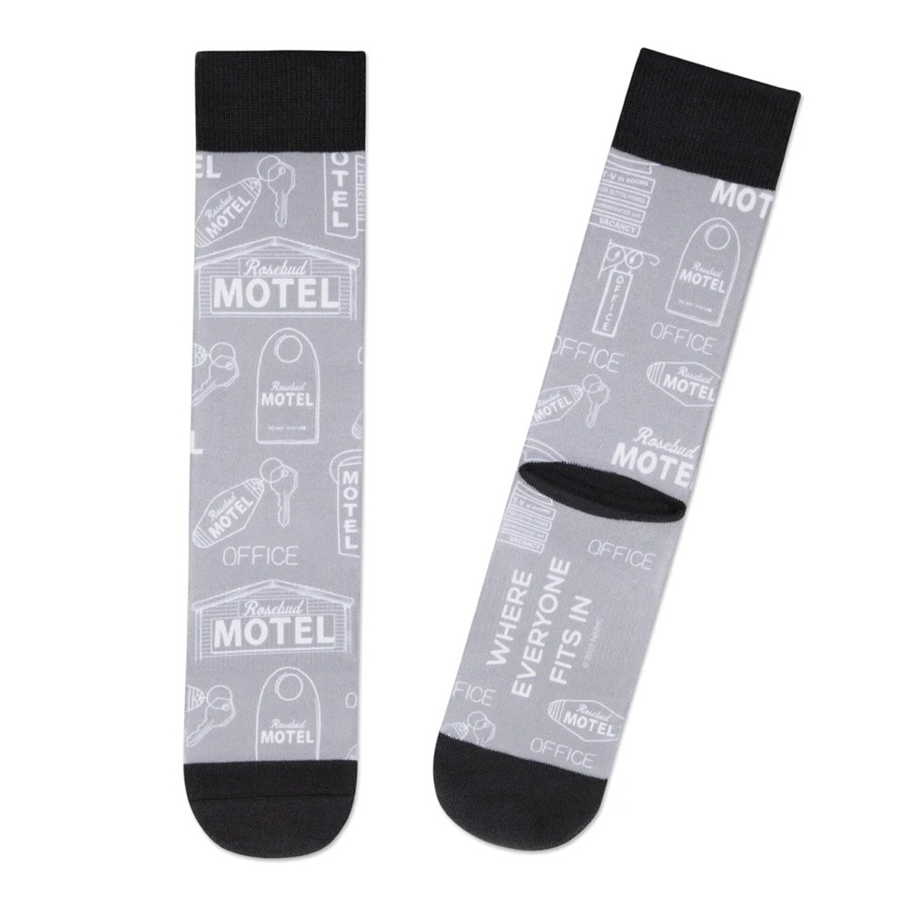 Schitt's Creek Rosebud Motel Novelty Crew Socks Gray Casual - Picture 6 of 6